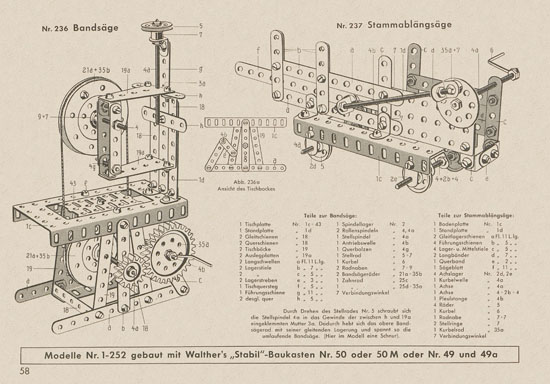 Walther Metall-Baukasten Stabil Katalog 1956