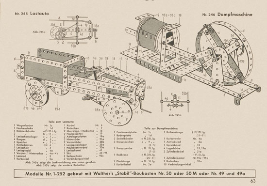 Walther Metall-Baukasten Stabil Katalog 1956