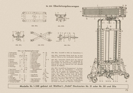 Walther Metall-Baukasten Stabil Katalog 1956