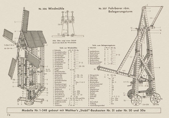 Walther Metall-Baukasten Stabil Katalog 1956