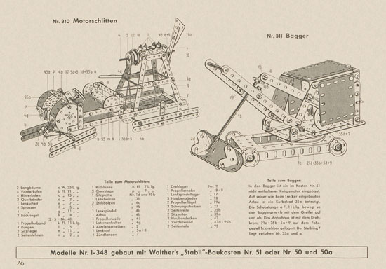 Walther Metall-Baukasten Stabil Katalog 1956