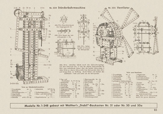 Walther Metall-Baukasten Stabil Katalog 1956