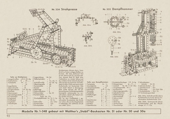 Walther Metall-Baukasten Stabil Katalog 1956