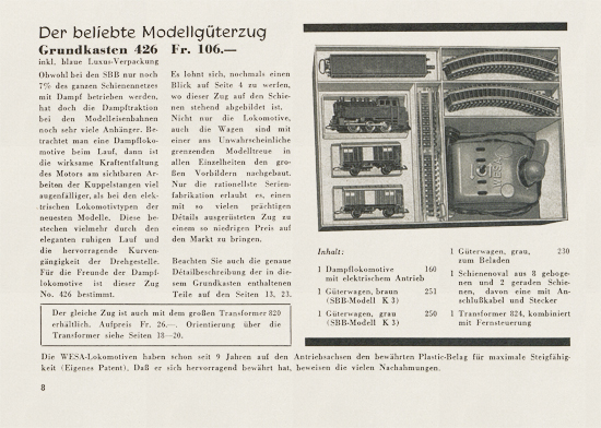 Wesa Elektrische Modelleisenbahn Spur 13 mm Katalog 1954