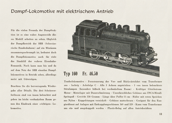 Wesa Elektrische Modelleisenbahn Spur 13 mm Katalog 1954