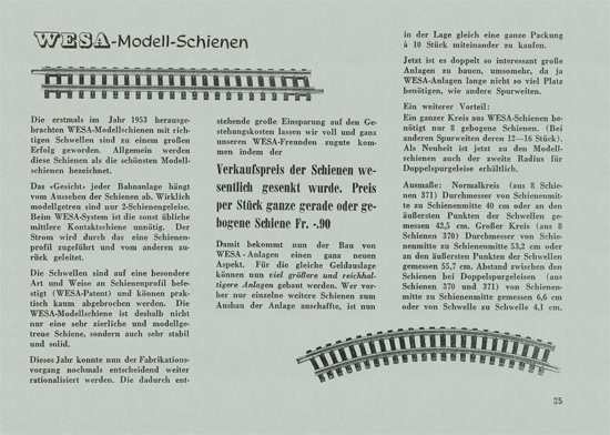 Wesa Elektrische Modelleisenbahn Spur 13 mm Katalog 1954