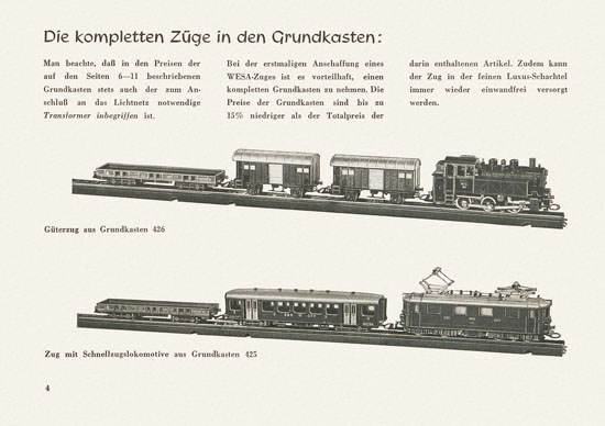 Wesa Elektrische Modelleisenbahn Spur 13 mm Katalog 1955