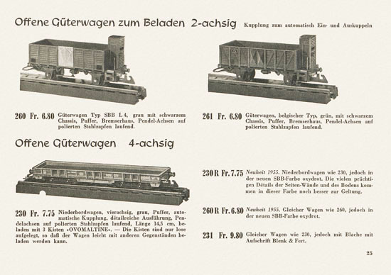 Wesa Elektrische Modelleisenbahn Spur 13 mm Katalog 1955