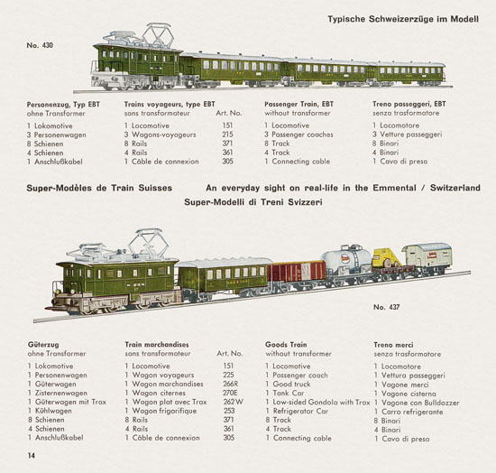 Wesa Schweizer Elektrische Modelleisenbahn Spur 13 mm Katalog 1960