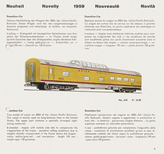 Wesa Schweizer Elektrische Modelleisenbahn Spur 13 mm Katalog 1959