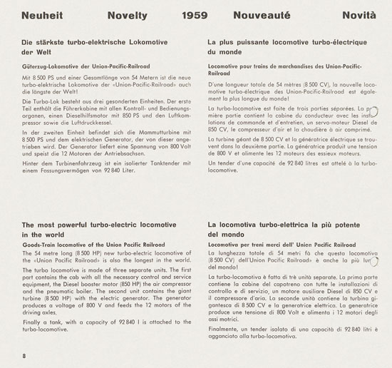 Wesa Schweizer Elektrische Modelleisenbahn Spur 13 mm Katalog 1959