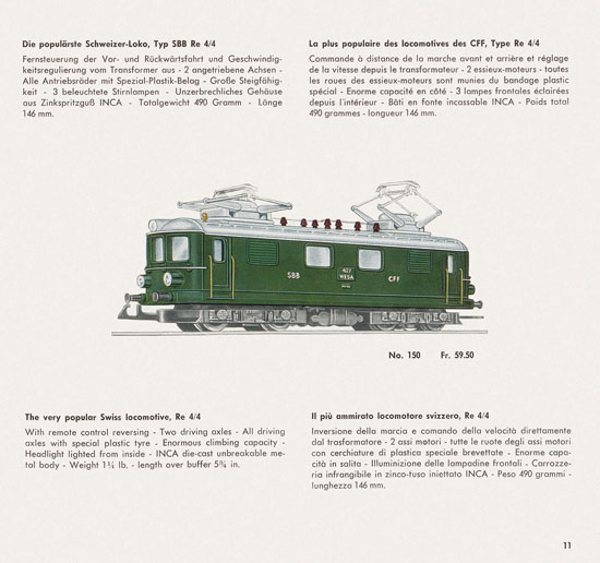 Wesa Schweizer Elektrische Modelleisenbahn Spur 13 mm Katalog 1959