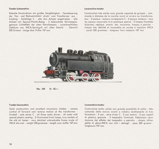 Wesa Schweizer Elektrische Modelleisenbahn Spur 13 mm Katalog 1959