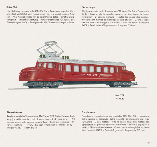 Wesa Schweizer Elektrische Modelleisenbahn Spur 13 mm Katalog 1959