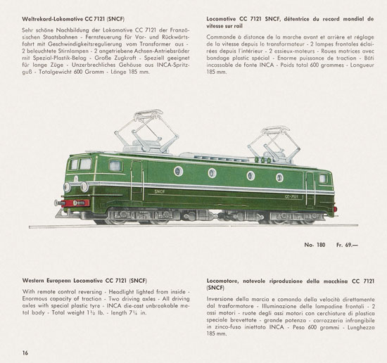 Wesa Schweizer Elektrische Modelleisenbahn Spur 13 mm Katalog 1959