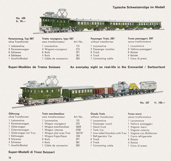 Wesa Schweizer Elektrische Modelleisenbahn Spur 13 mm Katalog 1959