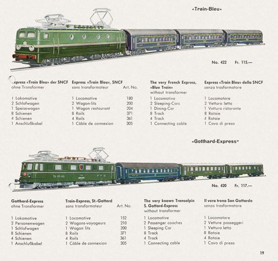 Wesa Schweizer Elektrische Modelleisenbahn Spur 13 mm Katalog 1959