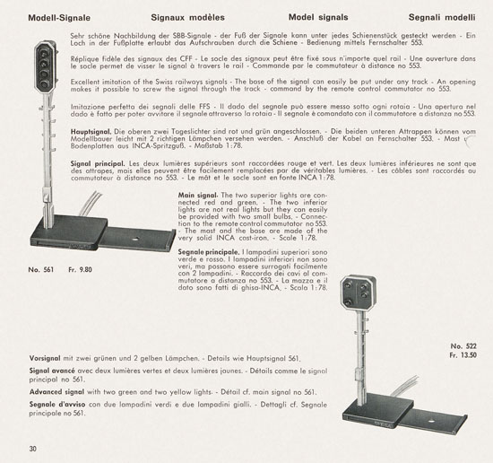 Wesa Schweizer Elektrische Modelleisenbahn Spur 13 mm Katalog 1959