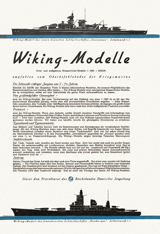 Wiking Katalog Schiffsmodelle 1938