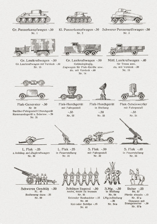 Wiking Wehrmachtmodelle 1939, Wiking Katalog 1939