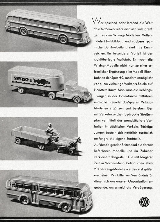 Wiking Katalog 1954, Wiking Modellbau Kataloge, Preisliste 1954, Bildpreisliste 1954, Verkehrsmodelle 1954