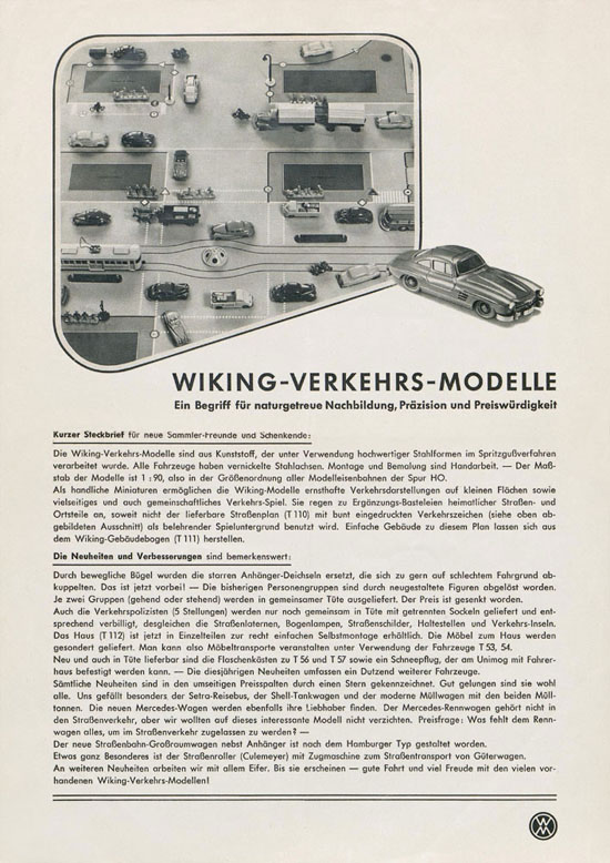 Wiking Katalog 1956, Wiking Modellbau Kataloge, Preisliste 1956, Bildpreisliste 1956, Verkehrsmodelle 1956