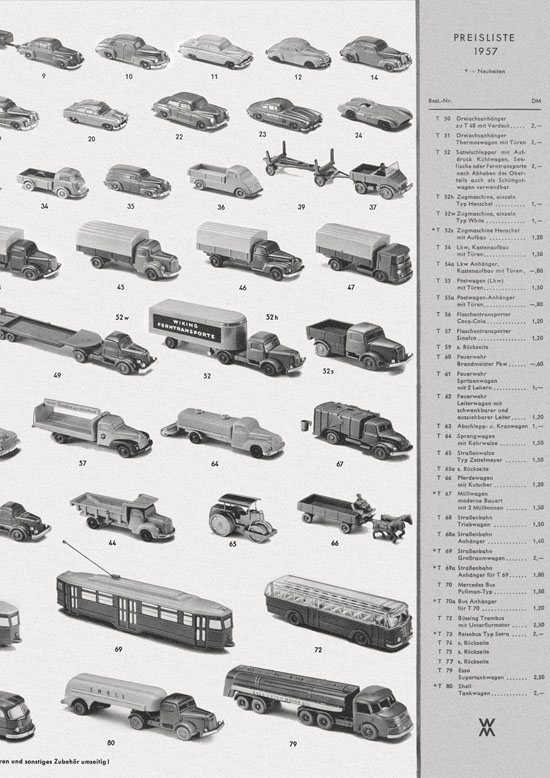 Wiking Katalog 1956, Wiking Modellbau Kataloge, Preisliste 1956, Bildpreisliste 1956, Verkehrsmodelle 1956