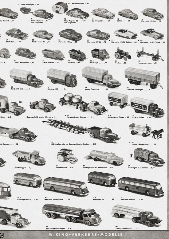 Wiking Katalog 1957, Wiking Modellbau Kataloge, Preisliste 1957, Bildpreisliste 1957, Verkehrsmodelle 1957