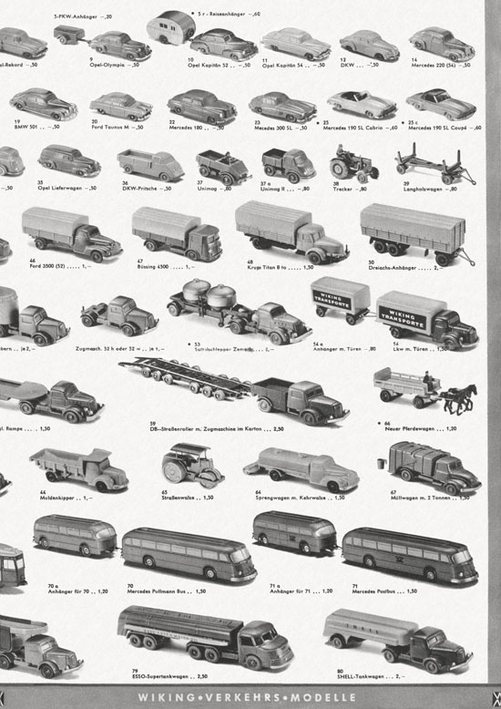 Wiking Katalog 1957, Wiking Modellbau Kataloge, Preisliste 1957, Bildpreisliste 1957, Verkehrsmodelle 1957