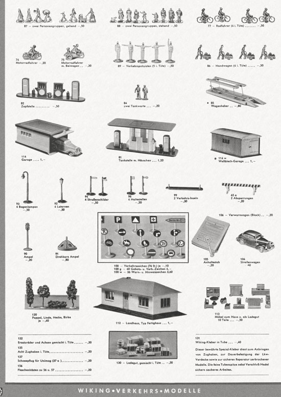 Wiking Katalog 1957, Wiking Modellbau Kataloge, Preisliste 1957, Bildpreisliste 1957, Verkehrsmodelle 1957