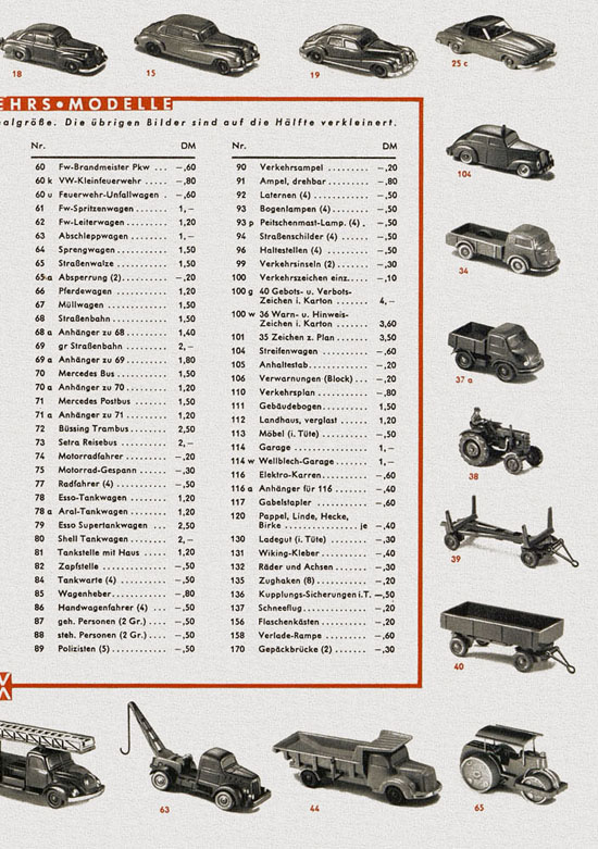 Wiking Bildpreisliste 1958, Wiking Modellbau Katalog 1958