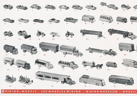 Wiking Katalog 1959, Wiking Modellbau Kataloge, Preisliste 1959, Bildpreisliste 1959, Verkehrsmodelle 1959