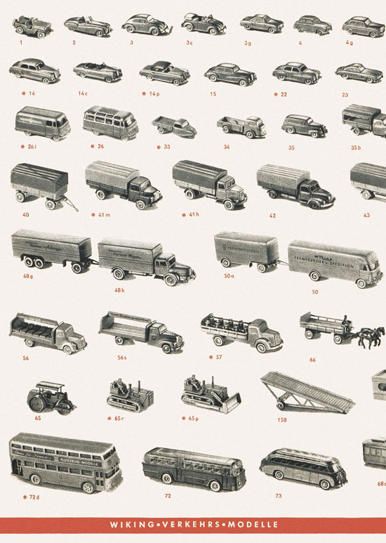 Wiking Katalog 1959, Wiking Modellbau Kataloge, Preisliste 1959, Bildpreisliste 1959, Verkehrsmodelle 1959