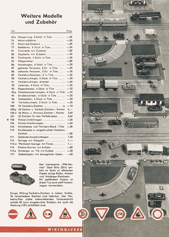 Wiking Katalog 1959, Wiking Modellbau Kataloge, Preisliste 1959, Bildpreisliste 1959, Verkehrsmodelle 1959