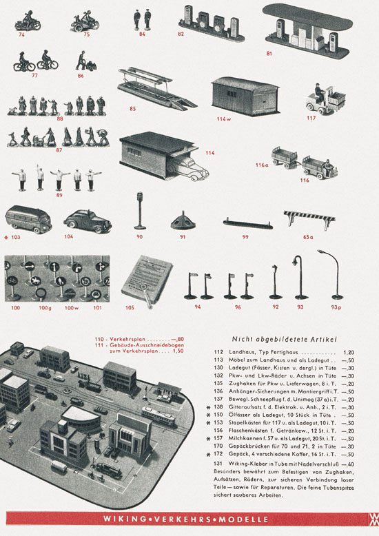 Wiking Katalog 1959, Wiking Modellbau Kataloge, Preisliste 1959, Bildpreisliste 1959, Verkehrsmodelle 1959