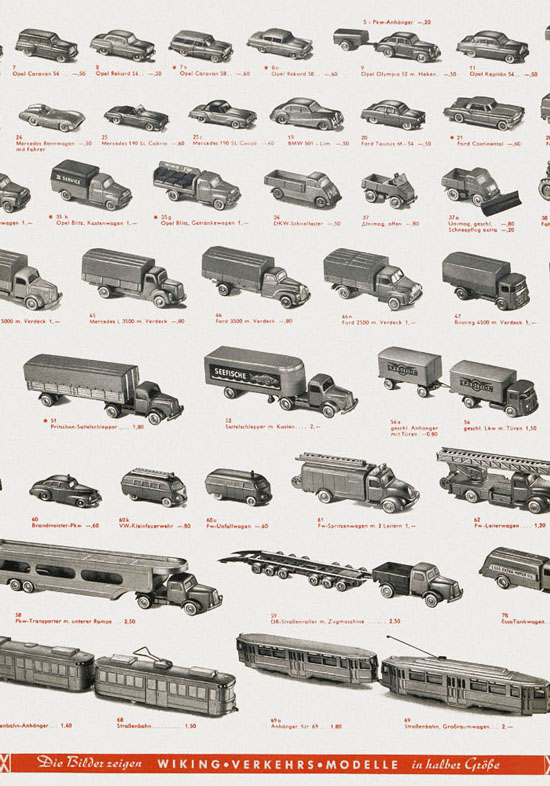 Wiking Katalog 1959, Wiking Modellbau Kataloge, Preisliste 1959, Bildpreisliste 1959, Verkehrsmodelle 1959