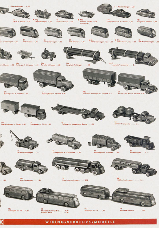 Wiking Katalog 1959, Wiking Modellbau Kataloge, Preisliste 1959, Bildpreisliste 1959, Verkehrsmodelle 1959