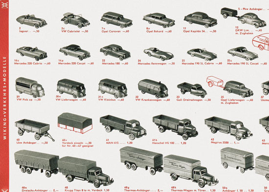 Wiking Verkehrsmodelle 1960, Wiking Modellbau Katalog 1960