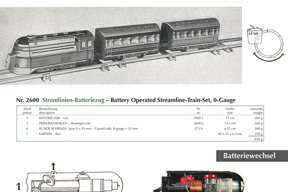 Distler Nr. 2600 Stromlinien-Batteriezug Spur 0