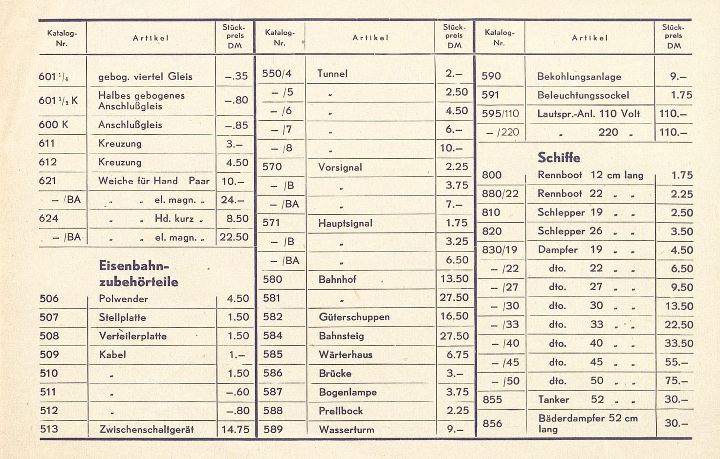 Fleischmann Katalog 1952