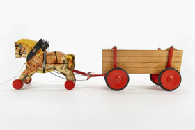 Gecevo Kastenwagen mit Zweispänner, Wooden Toys Horse Pairs