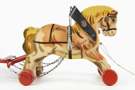 Gecevo Kastenwagen mit Zweispänner, Wooden Toys Horse Pairs