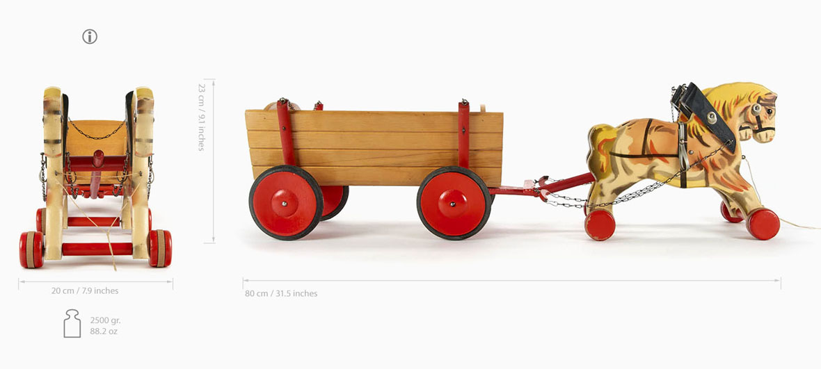 Gecevo Kastenwagen mit Zweispänner, Wooden Toys Horse Pairs