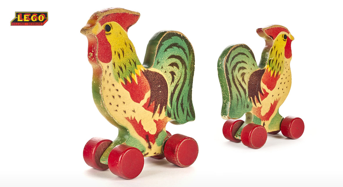 Lego Holzspielzeug Hahn, Lego wooden rooster