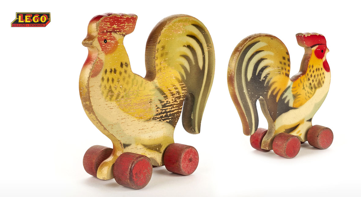 Lego Holzspielzeug Hahn, Lego wooden rooster