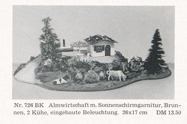 NOCH Nr. 726 Almwirtschaft mit Sonnenschirmgarnitur