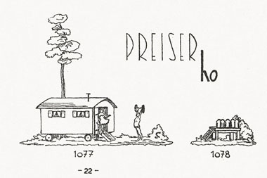 Preiser Nr. 1077 Lagerplatz mit Wohnwagen mit Schutzhütte