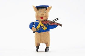 Schuco Tanzfigur Nr. 980/2 Schwein mit Violine und Violinbogen