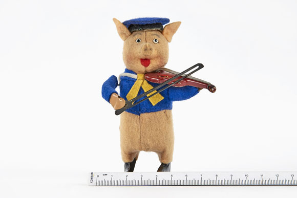 Schuco Tanzfigur Nr. 980/2 Schwein mit Violine und Violinbogen